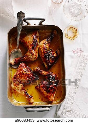 "Roast chicken pieces, overhead view" View Large Photo Image Stock Image - "Roast chicken pieces, overhead view". Fotosearch