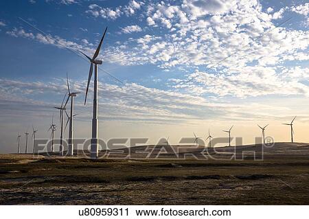 Wind turbines in a row on wind farm against dramatic sky View Large Photo Image Stock Image - Wind turbines in a row on wind farm against dramatic sky. Fotosearch