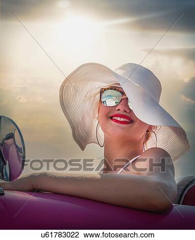 Woman behind wheel of Convertible View Large Photo Image Stock Image - Woman behind wheel of Convertible. Fotosearch