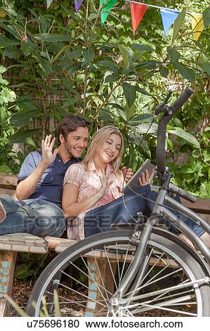 Stock Image - Couple enjoy the nature. Fotosearch