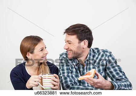 Stock Image - Couple having a breakfast. Fotosearch