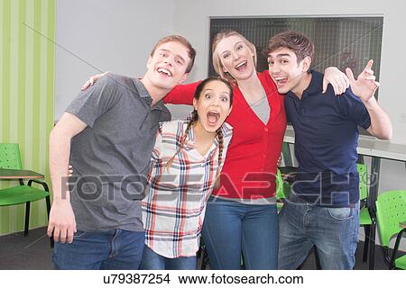 Picture - Friends having fun in the college. Fotosearch