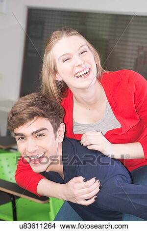 Picture - Friends having fun in the college. Fotosearch