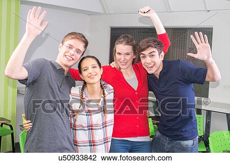 Friends having fun in the college View Large Photo Image Stock Image - Friends having fun in the college. Fotosearch
