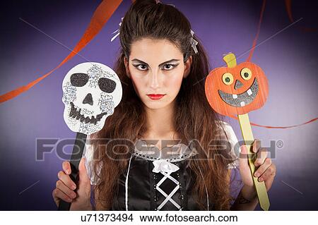 Girl dressed for halloween View Large Photo Image Picture - Girl dressed for halloween. Fotosearch