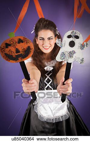Picture - Girl dressed for halloween. Fotosearch