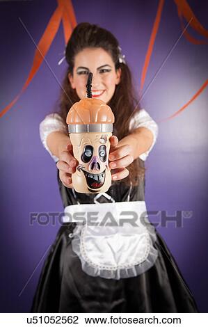 Stock Image - Girl dressed for halloween. Fotosearch