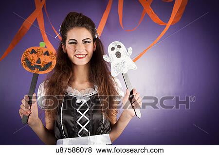 Girl dressed for halloween View Large Photo Image Stock Photo - Girl dressed for halloween. Fotosearch