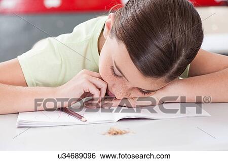 girl sleeping in class View Large Photo Image Stock Photograph - girl sleeping in class. Fotosearch