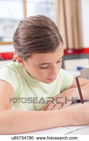 little girl studying View Large Photo Image Stock Image - little girl studying. Fotosearch