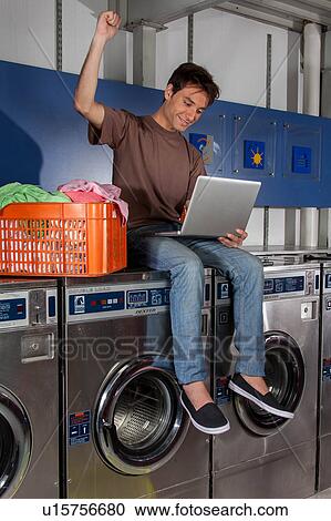 Stock Image - Man celebrating. Fotosearch