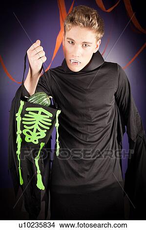 Picture - Man dressed for halloween. Fotosearch