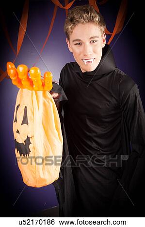 Stock Photograph - Man dressed for halloween. Fotosearch