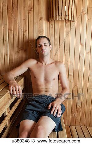 Man inside sauna View Large Photo Image Stock Image - Man inside sauna. Fotosearch