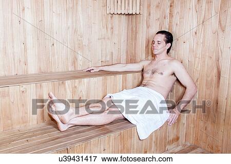 Man resting in the sauna View Large Photo Image Stock Photo - Man resting in the sauna. Fotosearch