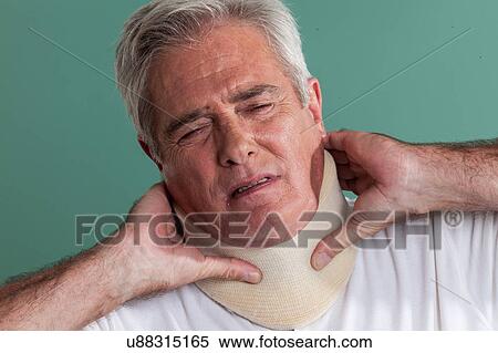 Stock Photography - man who injured neck. Fotosearch