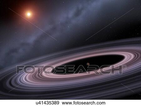 Stock Illustration - "Astronomers have found something intriguing orbiting the sunlike star 1SWASP J1407, 420 light-years away in the constellation of Centaurus. ". Fotosearch