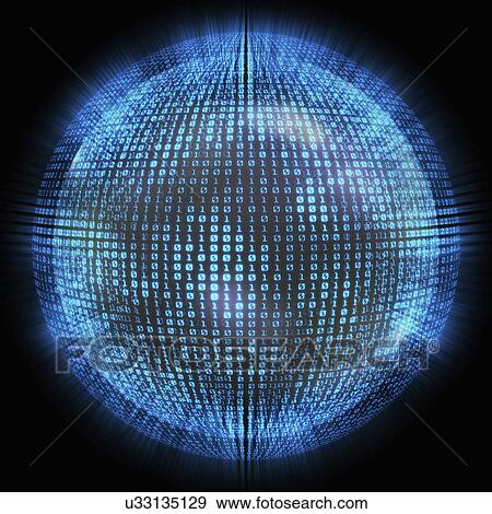 "Binary code on a sphere, computer illustration. " View Large Illustration Stock Illustration - "Binary code on a sphere, computer illustration. ". Fotosearch