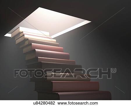 Drawing - "Books making steps, computer illustration. ". Fotosearch