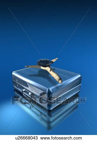 "Briefcase with an aircraft, computer illustration. " View Large Illustration Drawing - "Briefcase with an aircraft, computer illustration. ". Fotosearch
