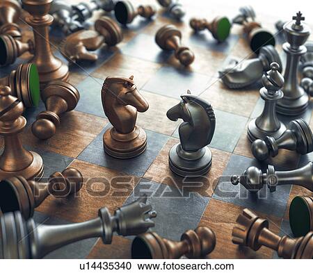 "Chess pieces on a chess board, computer illustration. " View Large Illustration Clipart - "Chess pieces on a chess board, computer illustration. ". Fotosearch