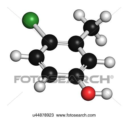 "Chlorocresol (p-chlorocresol) antiseptic and preservative molecule. Atoms are represented as spheres with conventional colour coding: hydrogen (white), carbon (black), oxygen (red), chlorine (green). " View Large Illustration Drawing - "Chlorocresol (p-chlorocresol) antiseptic and preservative molecule. Atoms are represented as spheres with conventional colour coding: hydrogen (white), carbon (black), oxygen (red), chlorine (green). ". Fotosearch