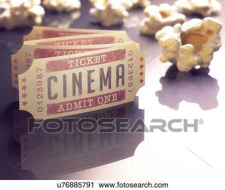 "Cinema tickets and popcorn, computer illustration. " View Large Illustration Clip Art - "Cinema tickets and popcorn, computer illustration. ". Fotosearch