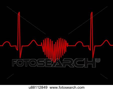 Computer artwork of a heart-shaped electrocardiogram (ECG) trace. An ECG measures the electrical activity of the heart. View Large Illustration Stock Illustration - Computer artwork of a heart-shaped electrocardiogram (ECG) trace. An ECG measures the electrical activity of the heart.. Fotosearch