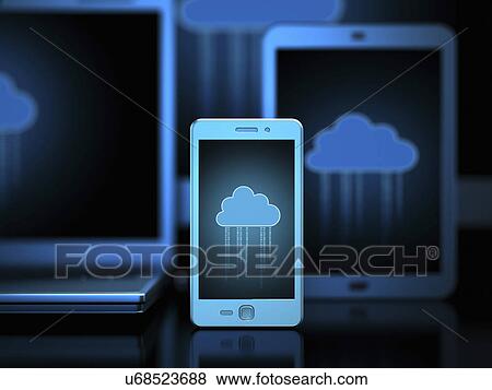 "Devices connected to the cloud, computer illustration. " View Large Illustration Stock Illustration - "Devices connected to the cloud, computer illustration. ". Fotosearch