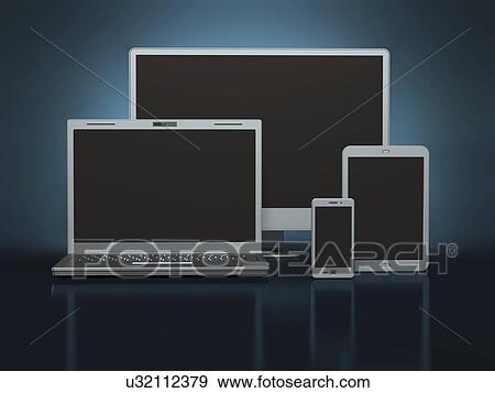 Stock Illustration - "Digital devices, computer illustration. ". Fotosearch