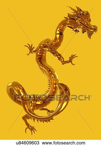 "Dragon on a yellow background, computer illustration. " View Large Illustration Drawing - "Dragon on a yellow background, computer illustration. ". Fotosearch