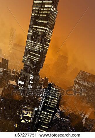 "Futuristic city, computer illustration. " View Large Illustration Clip Art - "Futuristic city, computer illustration. ". Fotosearch