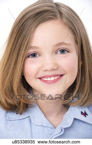 "Girl with brown hair smiling, portrait. " View Large Photo Image Stock Photography - "Girl with brown hair smiling, portrait. ". Fotosearch