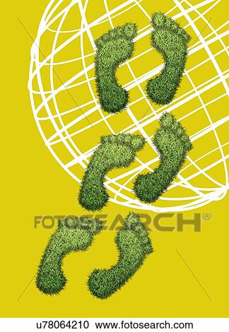 Clipart - "Grass footprints, computer illustration. ". Fotosearch
