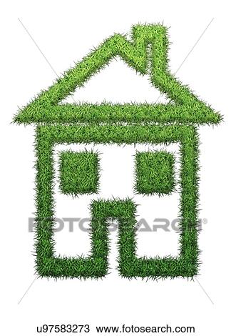 Drawing - "House made from grass, computer illustration. ". Fotosearch