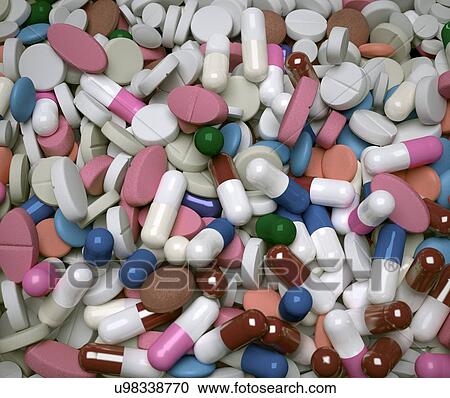 Hundreds of jumbled up medical tablets. Photorealistic computer generated image View Large Illustration Clipart - Hundreds of jumbled up medical tablets. Photorealistic computer generated image. Fotosearch