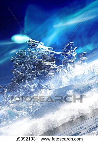 Clip Art - "Icy planet, computer illustration. ". Fotosearch