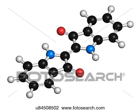 "Indigotin indigo dye molecule. Used to colour cotton in the production of denim cloth for blue jeans. Atoms are represented as spheres with conventional colour coding: hydrogen (white), carbon (black), oxygen (red), nitrogen (blue). " View Large Illustration Drawing - "Indigotin indigo dye molecule. Used to colour cotton in the production of denim cloth for blue jeans. Atoms are represented as spheres with conventional colour coding: hydrogen (white), carbon (black), oxygen (red), nitrogen (blue). ". Fotosearch
