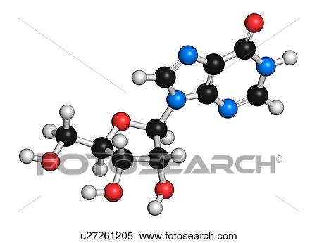 "Inosine nucleoside molecule. Found in tRNA. Used as fitness nutritional supplement. Atoms are represented as spheres with conventional colour coding: hydrogen (white), carbon (black), oxygen (red), nitrogen (blue). " View Large Illustration Stock Illustration - "Inosine nucleoside molecule. Found in tRNA. Used as fitness nutritional supplement. Atoms are represented as spheres with conventional colour coding: hydrogen (white), carbon (black), oxygen (red), nitrogen (blue). ". Fotosearch
