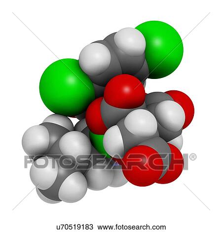 Drawing - "Ixazomib citrate multiple myeloma drug molecule (proteasome inhibitor). Atoms are represented as spheres with conventional colour coding: hydrogen (white), carbon (grey), oxygen (red), nitrogen (blue), chlorine (green), boron (green). ". Fotosearch