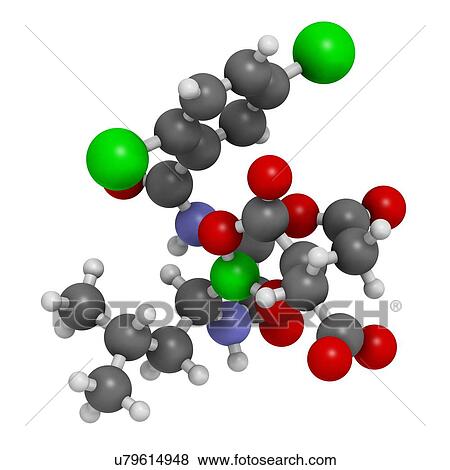 Stock Illustration - "Ixazomib citrate multiple myeloma drug molecule (proteasome inhibitor). Atoms are represented as spheres with conventional colour coding: hydrogen (white), carbon (grey), oxygen (red), nitrogen (blue), chlorine (green), boron (green). ". Fotosearch
