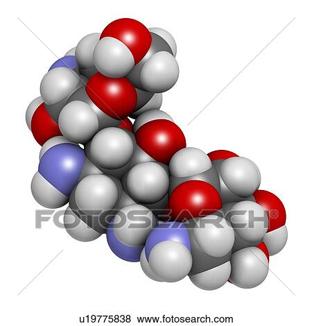 "Kanamycin antibiotic drug molecule (aminoglycoside). Atoms are represented as spheres with conventional colour coding: hydrogen (white), carbon (grey), oxygen (red), nitrogen (blue). " View Large Illustration Stock Illustration - "Kanamycin antibiotic drug molecule (aminoglycoside). Atoms are represented as spheres with conventional colour coding: hydrogen (white), carbon (grey), oxygen (red), nitrogen (blue). ". Fotosearch