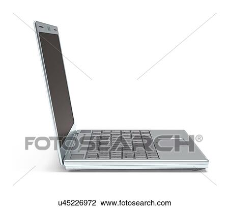 Drawing - "Laptop against a white background, computer illustration. ". Fotosearch