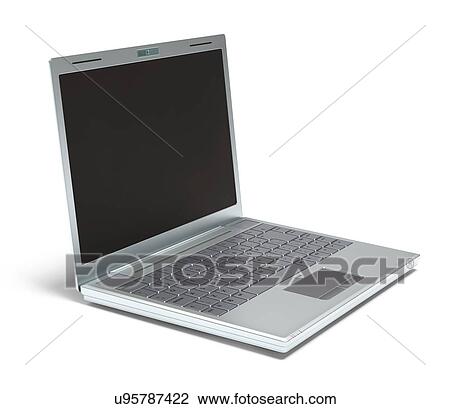 Drawing - "Laptop against a white background, computer illustration. ". Fotosearch