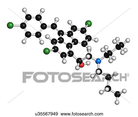 "Lumefantrine (benflumetol) antimalarial drug molecule. Atoms are represented as spheres with conventional colour coding: hydrogen (white), carbon (black), oxygen (red), nitrogen (blue), chlorine (green). " View Large Illustration Stock Illustration - "Lumefantrine (benflumetol) antimalarial drug molecule. Atoms are represented as spheres with conventional colour coding: hydrogen (white), carbon (black), oxygen (red), nitrogen (blue), chlorine (green). ". Fotosearch