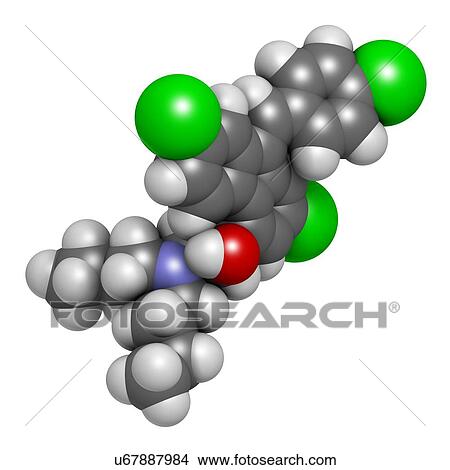 "Lumefantrine (benflumetol) antimalarial drug molecule. Atoms are represented as spheres with conventional colour coding: hydrogen (white), carbon (grey), oxygen (red), nitrogen (blue), chlorine (green). " View Large Illustration Stock Illustration - "Lumefantrine (benflumetol) antimalarial drug molecule. Atoms are represented as spheres with conventional colour coding: hydrogen (white), carbon (grey), oxygen (red), nitrogen (blue), chlorine (green). ". Fotosearch