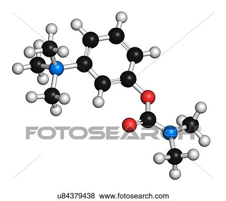 "Neostigmine drug molecule. Atoms are represented as spheres with conventional colour coding: hydrogen (white), carbon (black), oxygen (red), nitrogen (blue). " View Large Illustration Stock Illustration - "Neostigmine drug molecule. Atoms are represented as spheres with conventional colour coding: hydrogen (white), carbon (black), oxygen (red), nitrogen (blue). ". Fotosearch