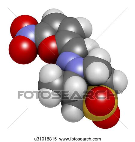 "Nifurtimox antiparasitic drug molecule. Used in treatment of Chagas disease and sleeping sickness. Atoms are represented as spheres with conventional colour coding: hydrogen (white), carbon (grey), oxygen (red), nitrogen (blue), sulfur (yellow). " View Large Illustration Stock Illustration - "Nifurtimox antiparasitic drug molecule. Used in treatment of Chagas disease and sleeping sickness. Atoms are represented as spheres with conventional colour coding: hydrogen (white), carbon (grey), oxygen (red), nitrogen (blue), sulfur (yellow). ". Fotosearch