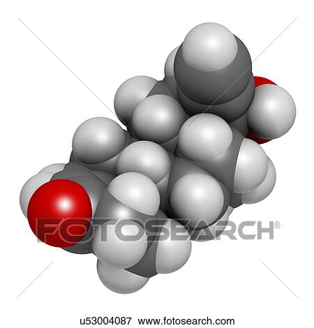 "Norethisterone (norethindrone) progestogen hormone drug. Used in contraceptive pills and for a number of other indications. Atoms are represented as spheres with conventional colour coding: hydrogen (white), carbon (grey), oxygen (red). " View Large Illustration Stock Illustration - "Norethisterone (norethindrone) progestogen hormone drug. Used in contraceptive pills and for a number of other indications. Atoms are represented as spheres with conventional colour coding: hydrogen (white), carbon (grey), oxygen (red). ". Fotosearch