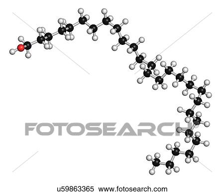 Stock Illustration - "Octacosanol plant wax component molecule. long chain fatty alcohol, present in e. g. the waxy cover of eucalyptus leaves. Main constituent of policosanol nutritional supplement. ". Fotosearch